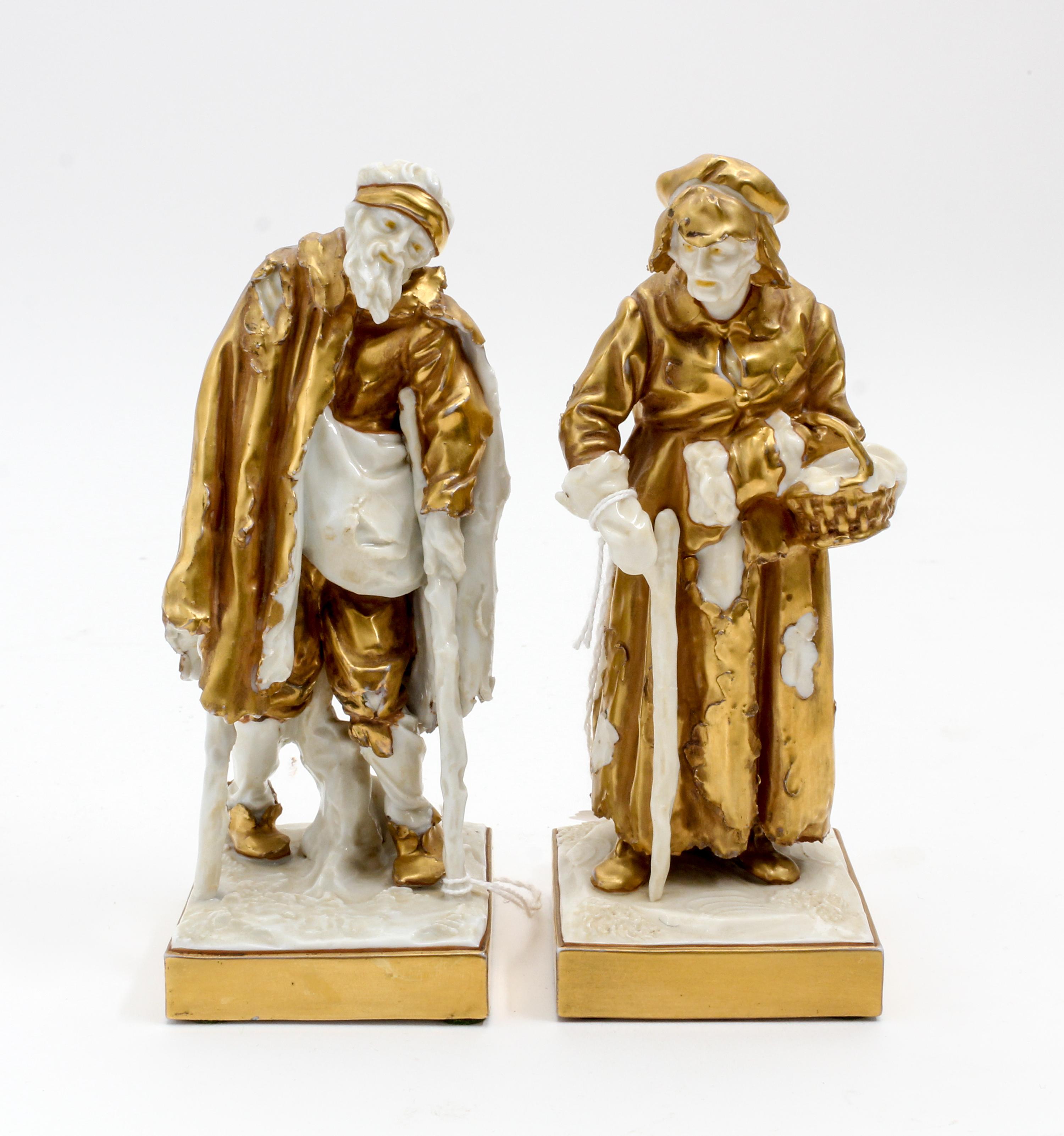 A Pair of Capodimonte Gilt Decorated Porcelain Figures Height 6 1/2 inches. — 19TH/20TH CENTURY