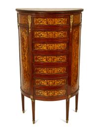 A Louis XVI Style Gilt Metal Mounted Marquetry Semainier