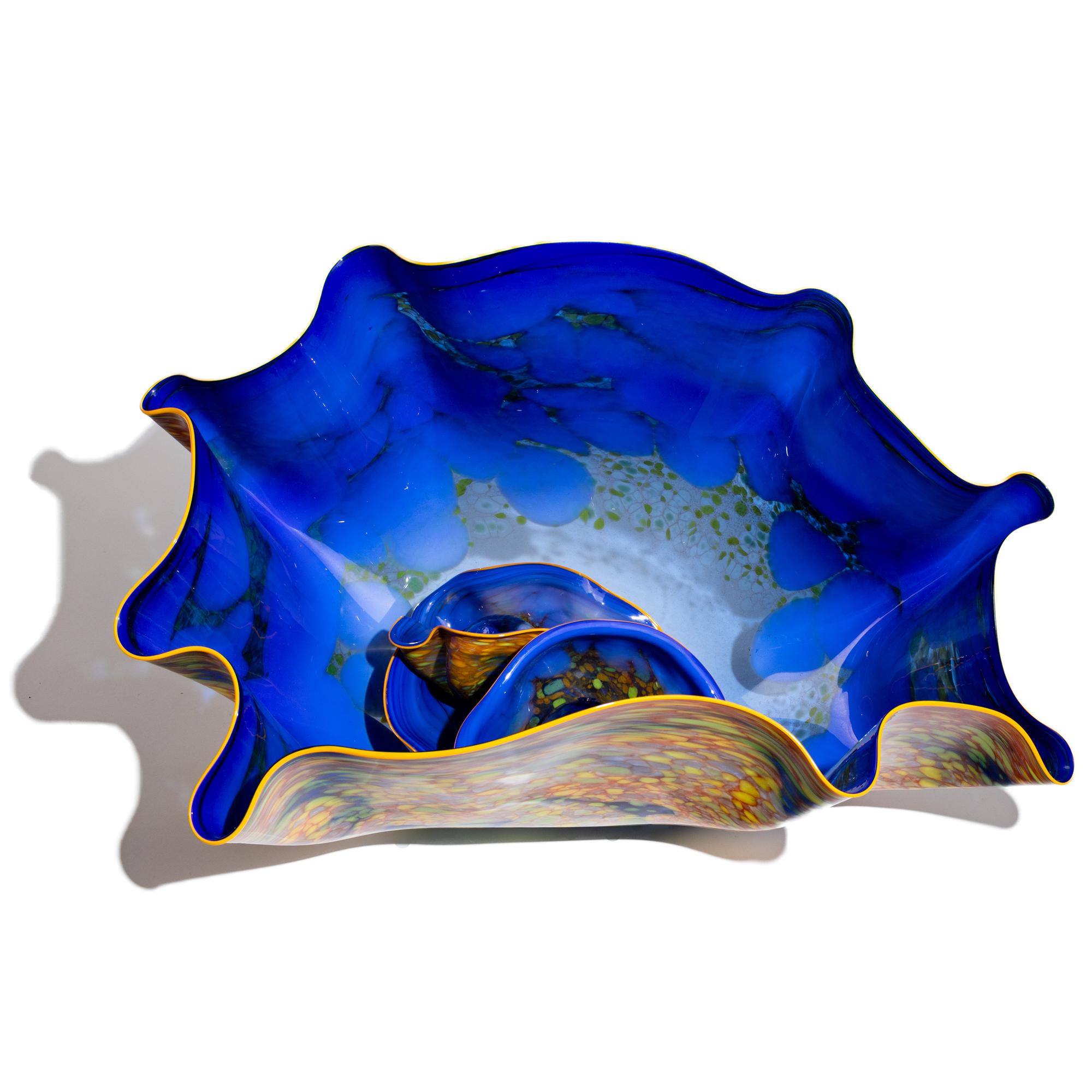 Blue Macchia Seaform Set with Yellow Lip Wraps, 1986