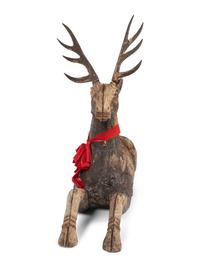A Pair of Southeast Asian Carved Teak Deer Figures