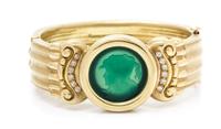 A Yellow Gold, Diamond and Glass Intaglio Bracelet, 70.80 dwts.