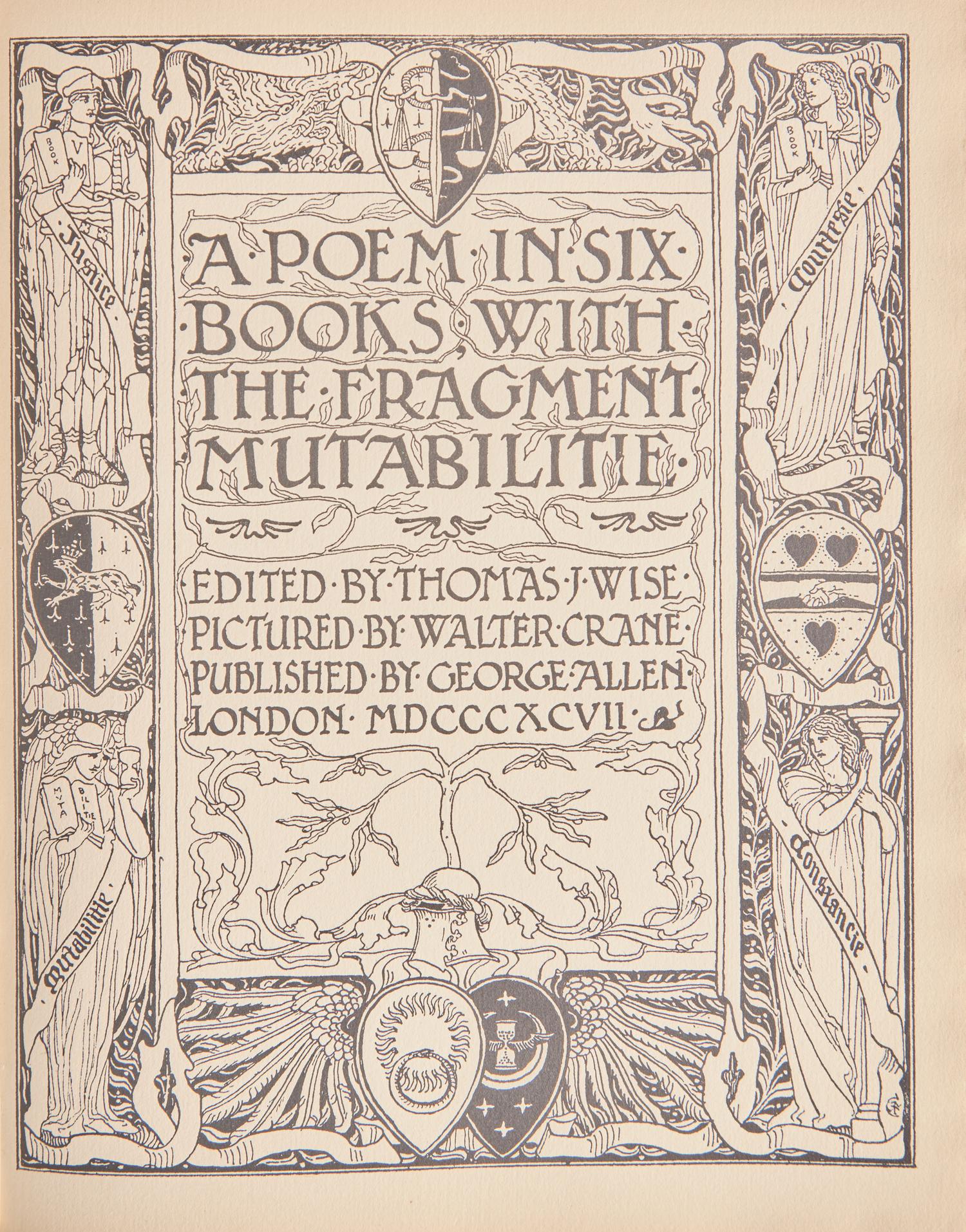 [Literature] Spenser, Edmund, and Walter Crane. Spenser's Faerie Queene A Poem in Six Books with the Fragment Mutabilitie