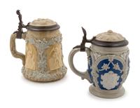 Two Villeroy & Boch Mettlach Pewter and Ceramic Steins