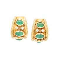 YELLOW GOLD, EMERALD, AND DIAMOND EARRINGS