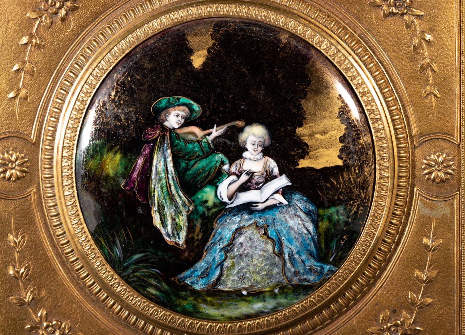 A French Gilt Metal and Enamel Inset Table Casket