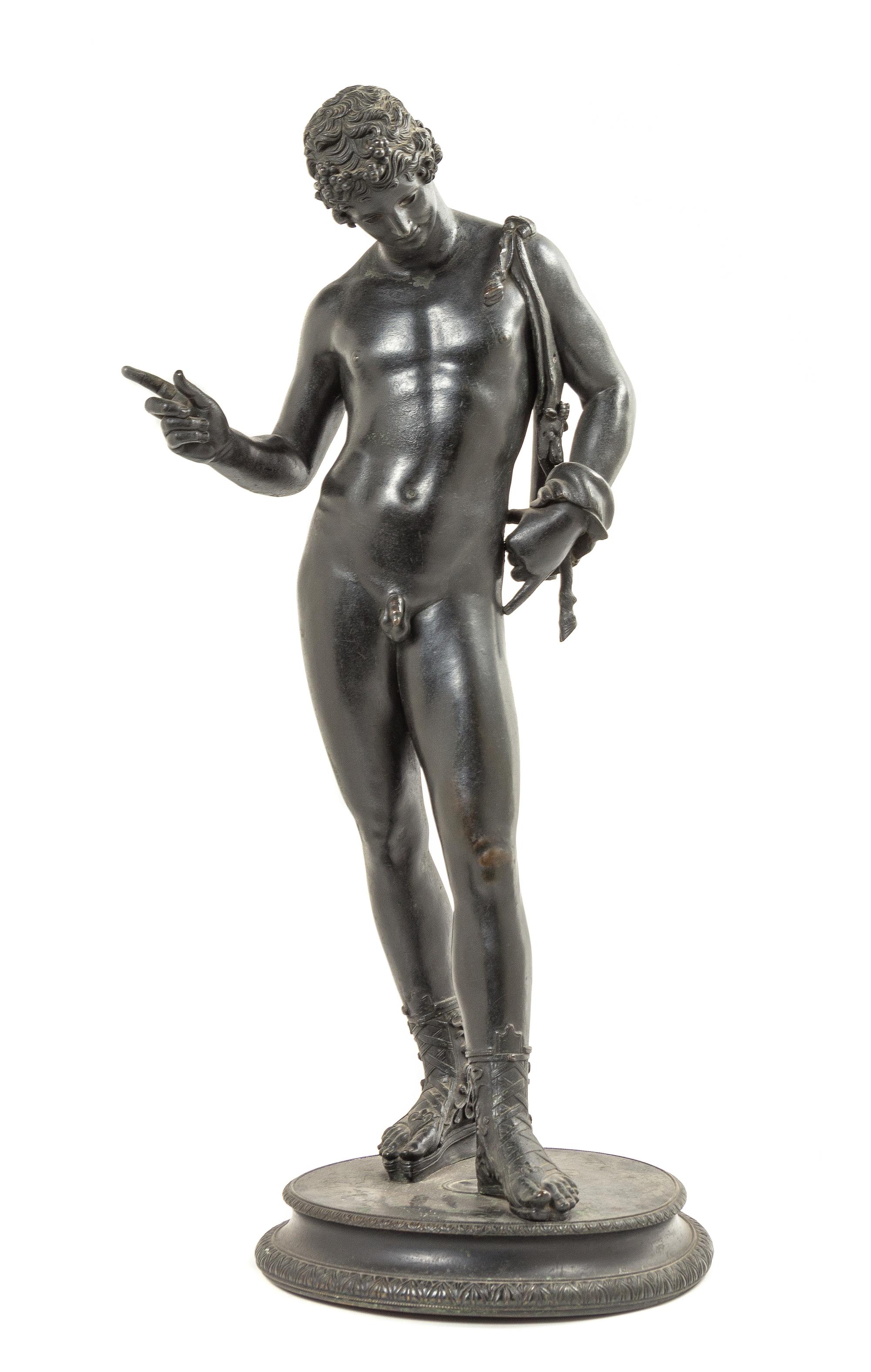 A Grand Tour Bronze Figure, AFTER THE POMPEIIAN ANTIQUE, Height 24 inches. — AFTER THE POMPEIIAN ANTIQUE,