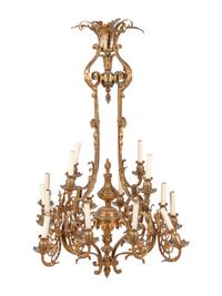 A Louis XV Style Gilt Bronze Sixteen-Light Chandelier