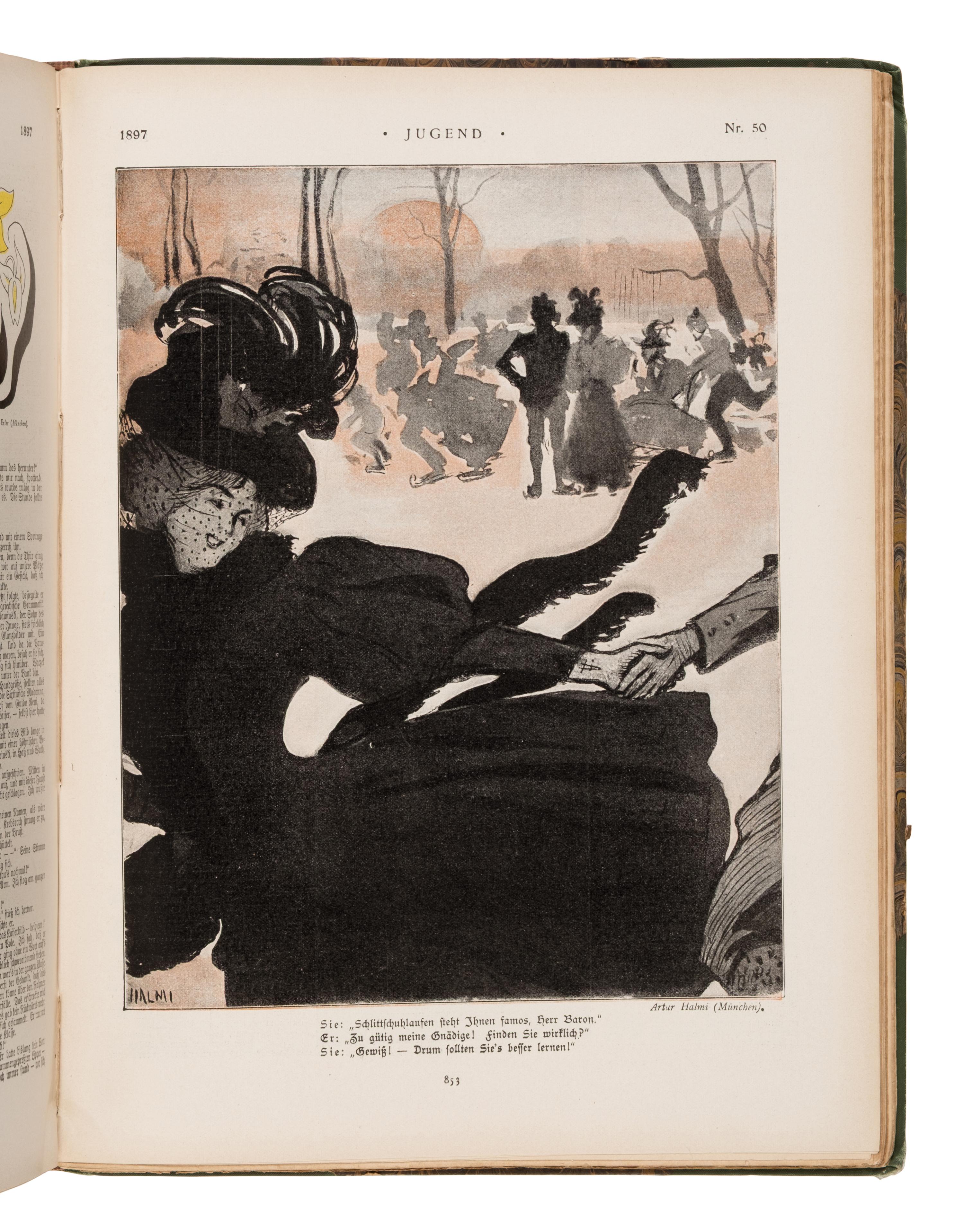 Hirth, Georg (1841-1916), editor. Jugend: Münchner illustrierte Wochenschrift für Kunst und Leben . Munich and Leipzig: G. Hirth's Kunstverlag, 1896-1900.