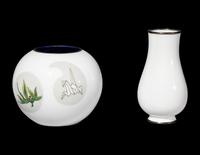 Two Japanese White Ground Cloisonné Enamel Vases