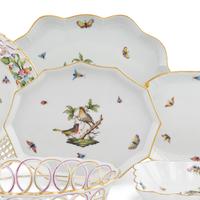 A Collection of Herend Rothschild Bird Porcelain Table Articles