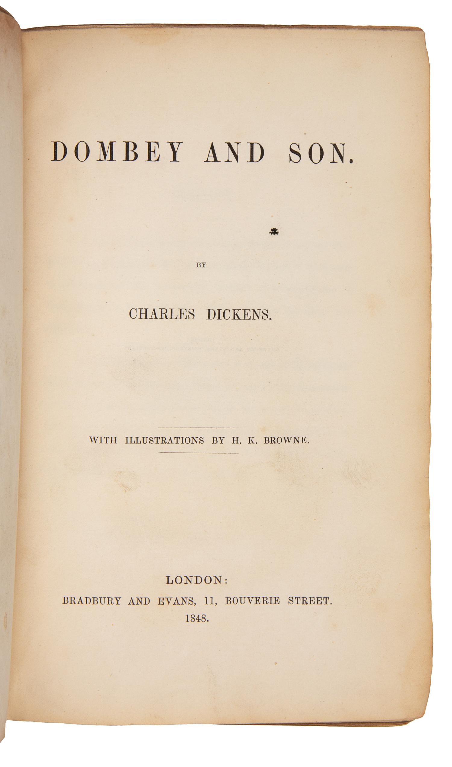 DICKENS, Charles (1812-1870). Dombey and Son. London: Bradbury & Evans, 1848.