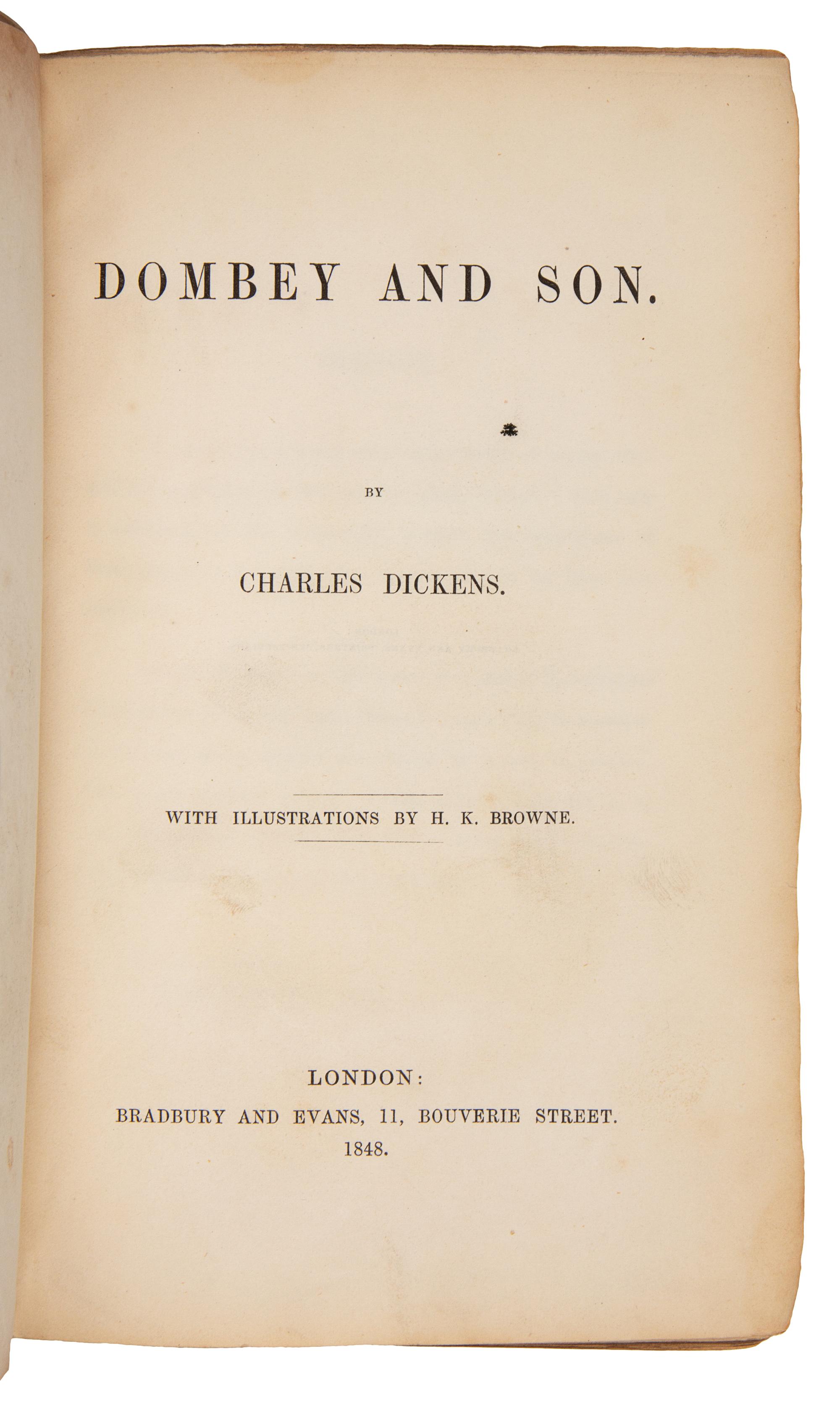 DICKENS, Charles (1812-1870). Dombey and Son. London: Bradbury & Evans, 1848.