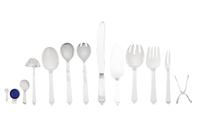 A Georg Jensen Pyramid Silver Flatware Service