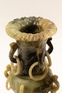 A Pair of Chinese Archaistic Carved Hardstone Vases