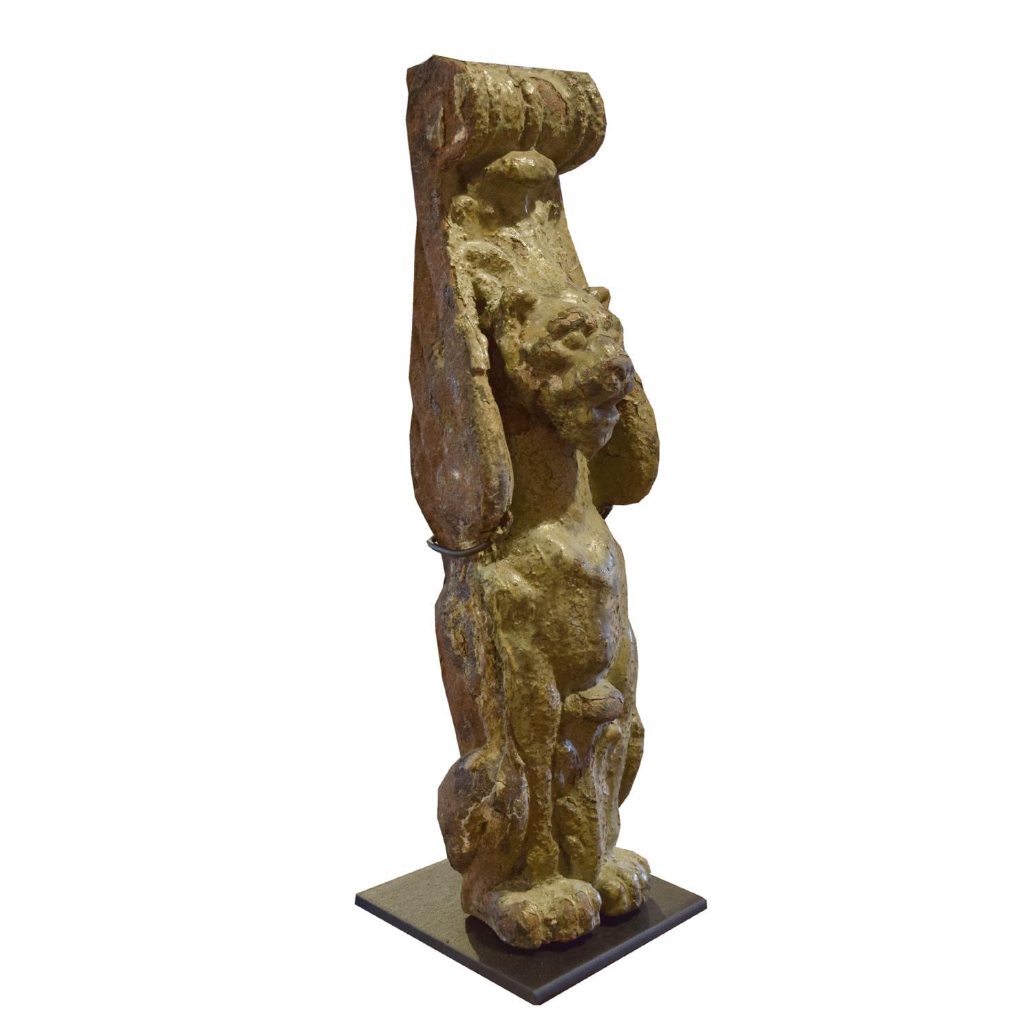 A Cast Iron Facade Ornament 4" W x 4" D x 13" H — United States, Early 20th Century