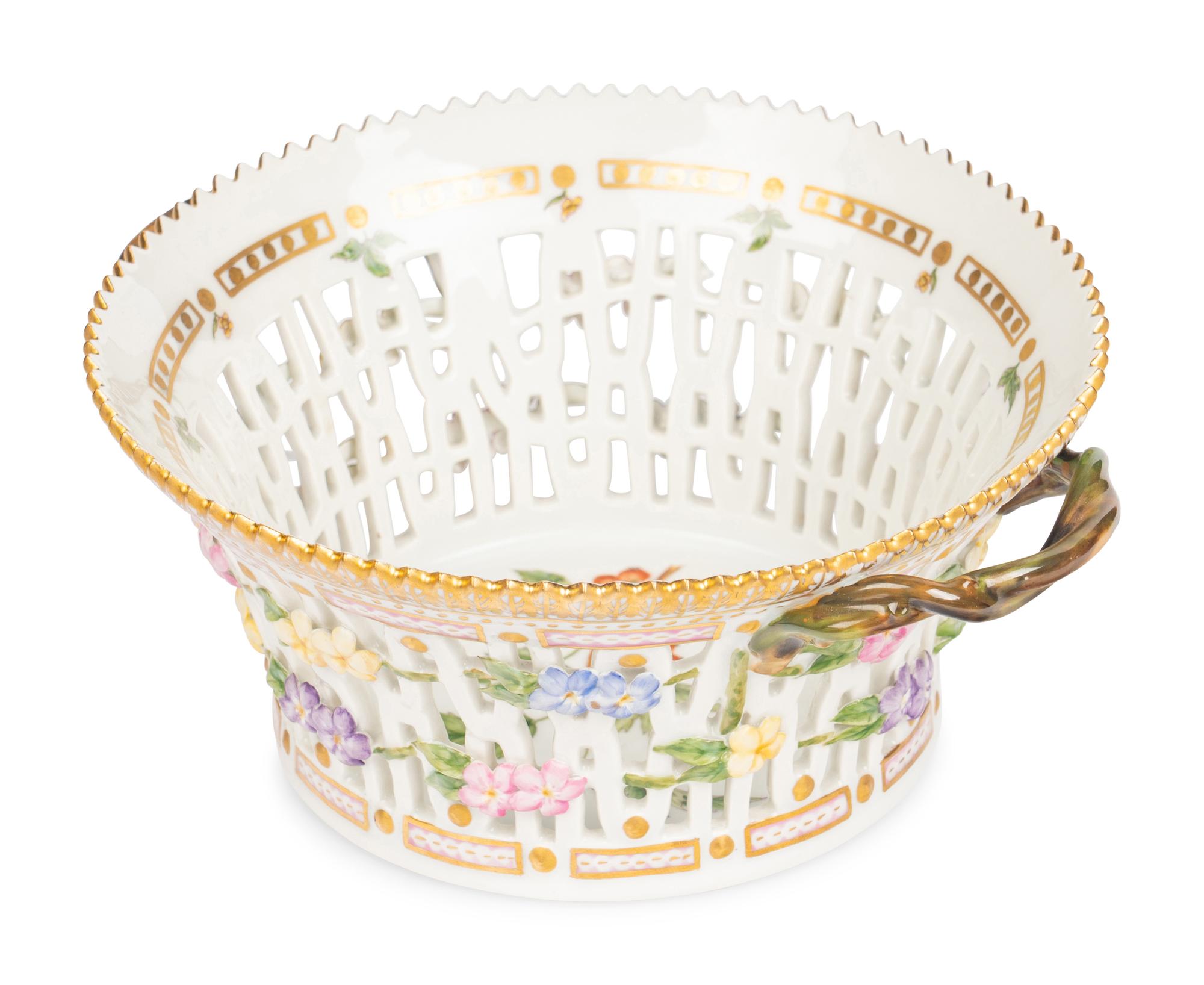 A Royal Copenhagen Flora Danica Porcelain Reticulated Bowl