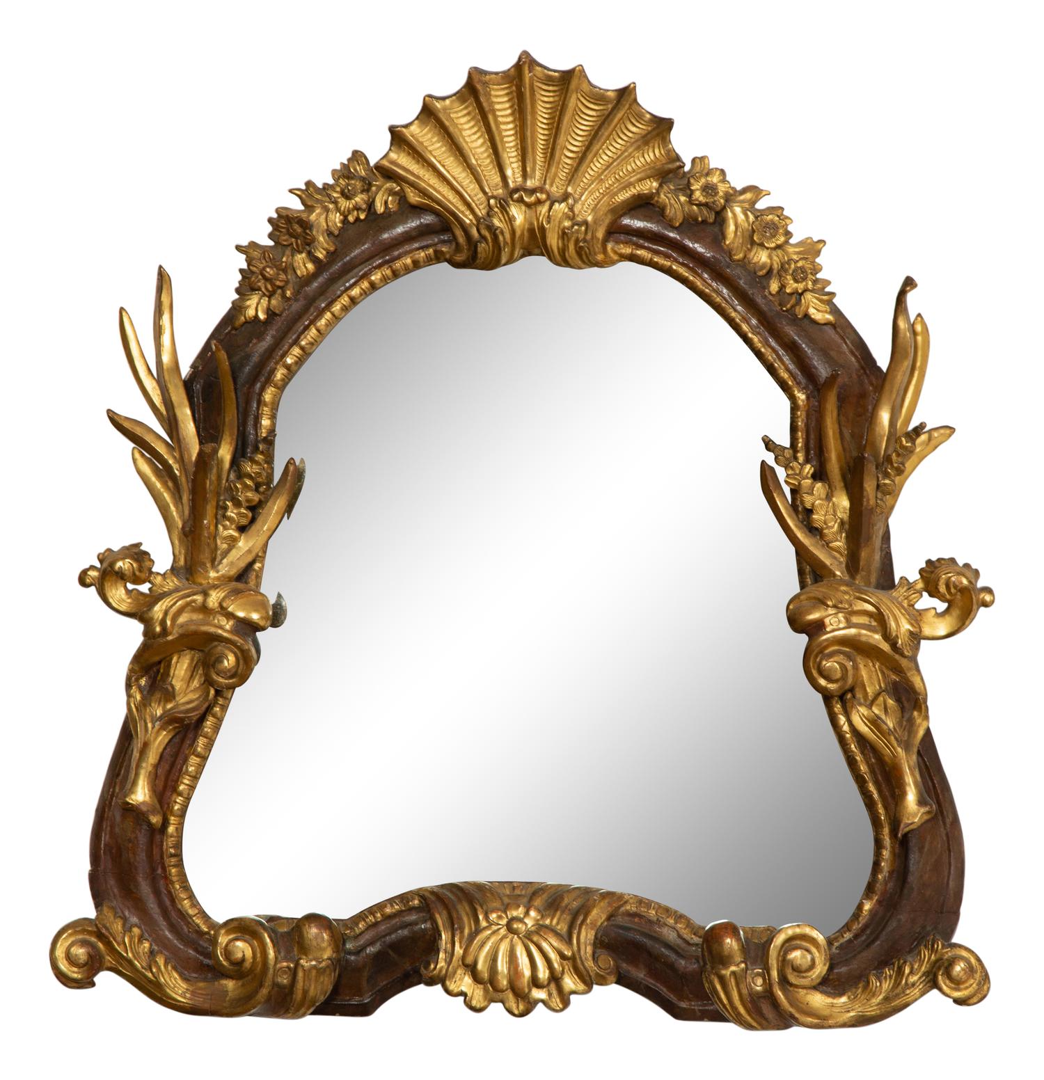 An Italian Painted and Parcel Gilt Mirror