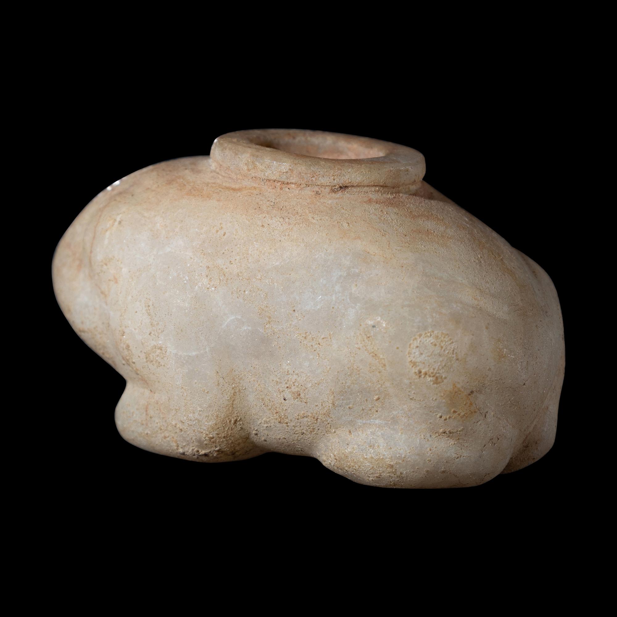 An Egyptian Calcite Frog Vessel