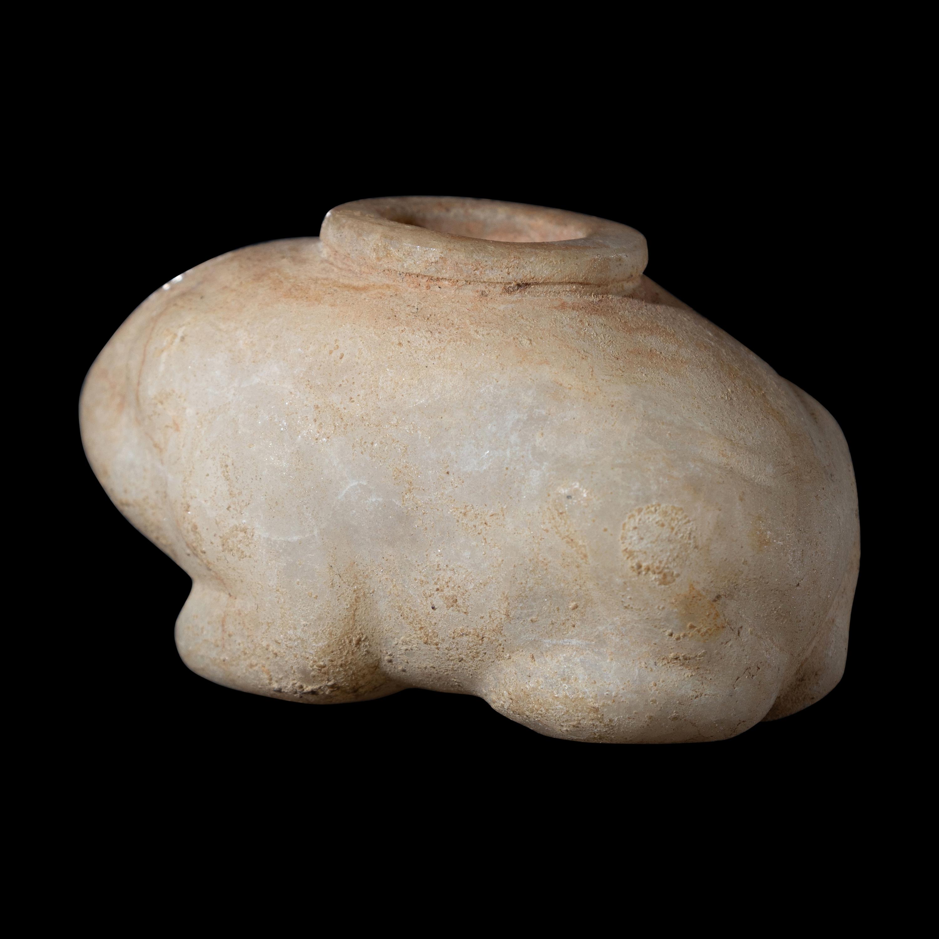 An Egyptian Calcite Frog Vessel
