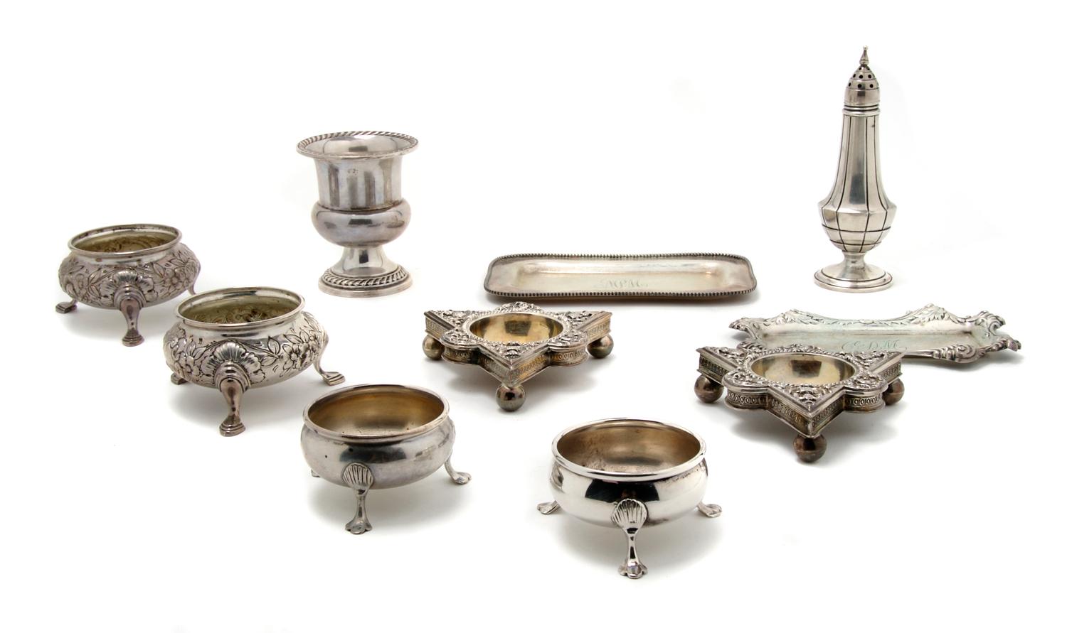 A Collection of Eight American Sterling Silver Articles, Height of tallest 5 1/4 inches.