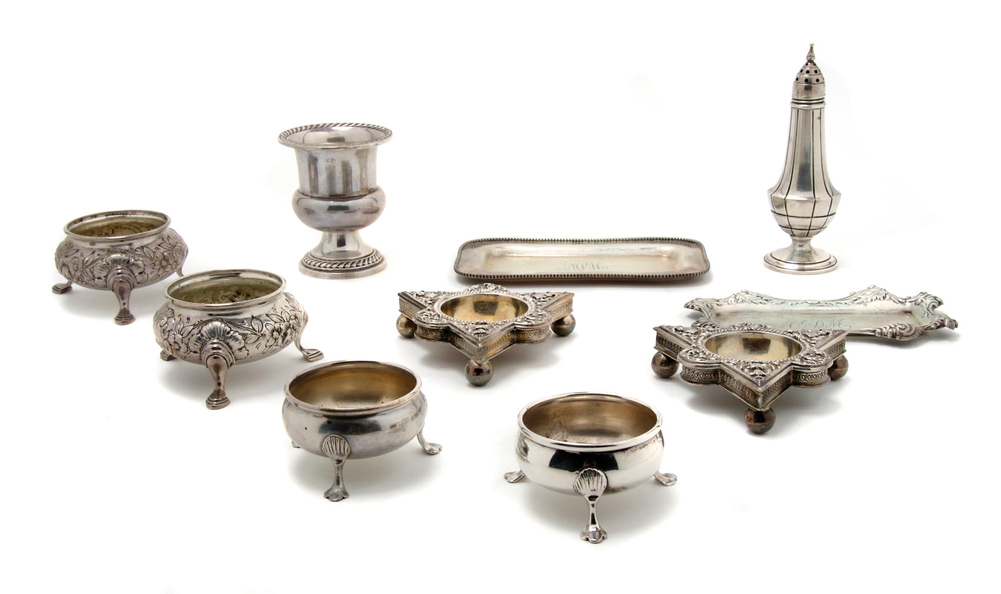 A Collection of Eight American Sterling Silver Articles, Height of tallest 5 1/4 inches.