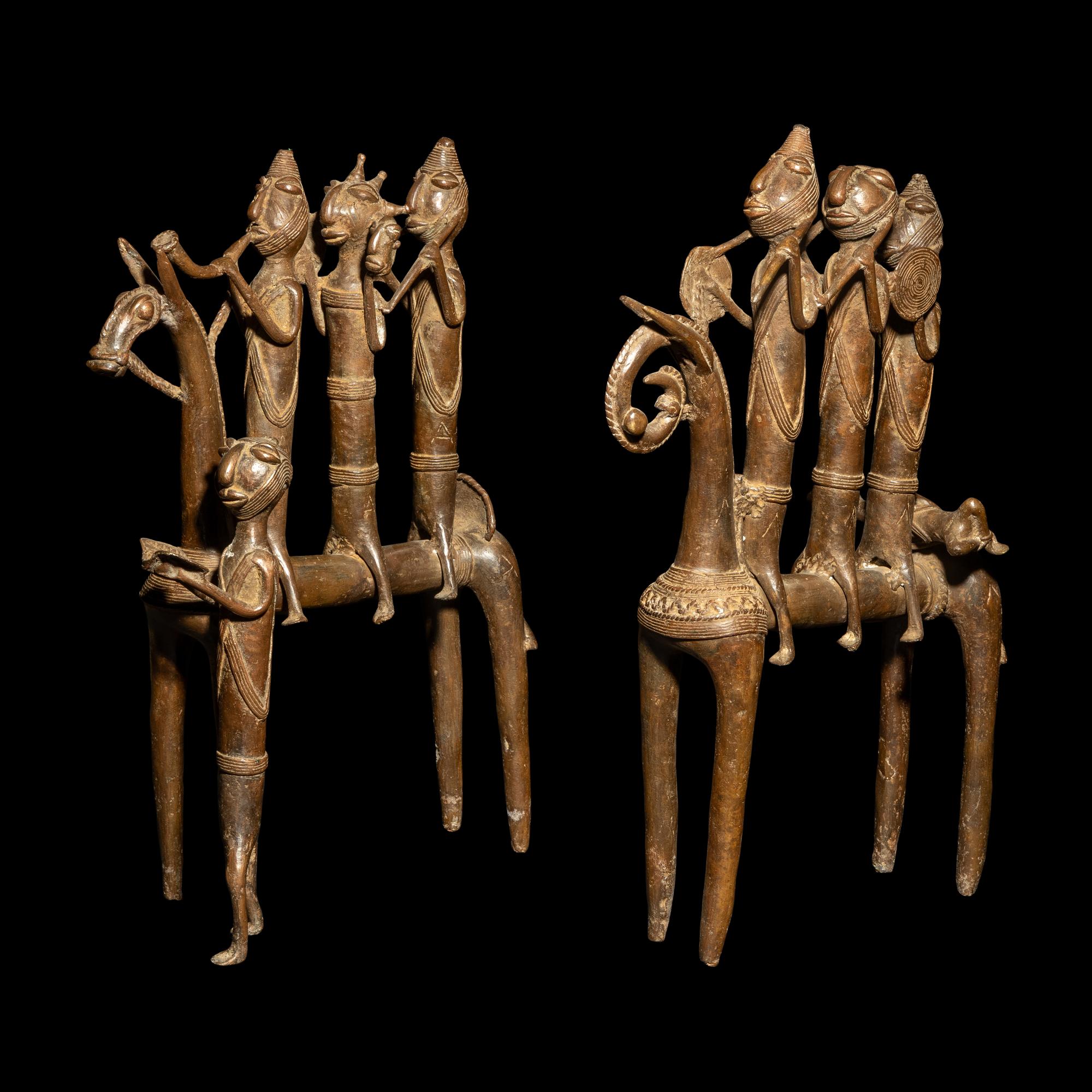 Two Benin Style Bronze Sculptures
