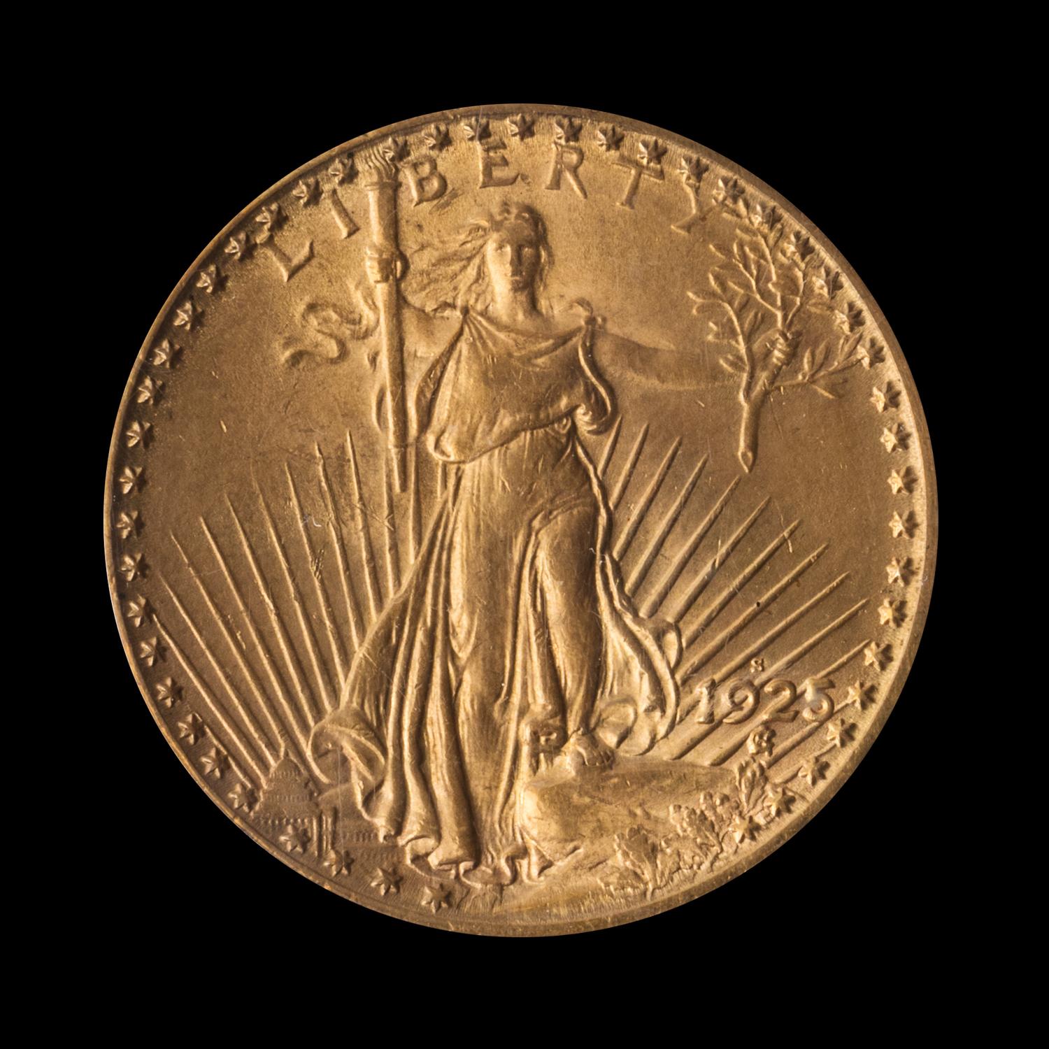 A United States 1925-S St. Gaudens $20 Gold Coin