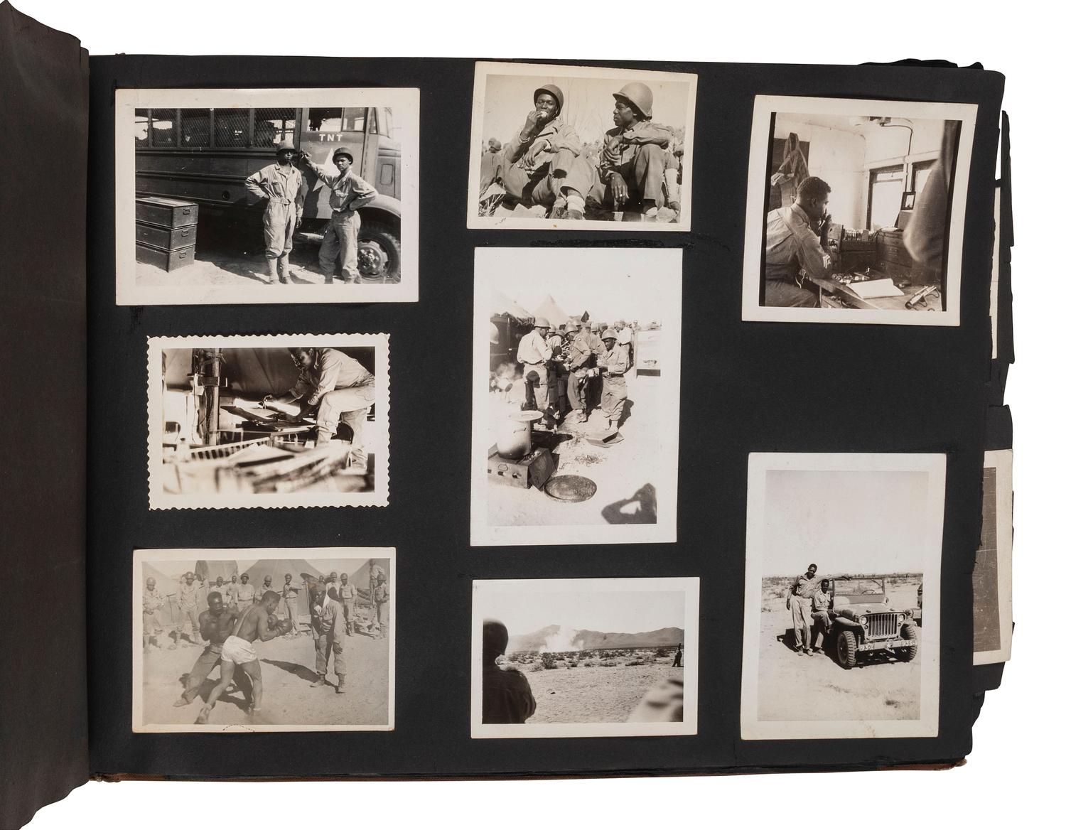 [AFRICAN AMERICANA]. Photographic archive related to Sgt. Robert L. Blackburn, 93rd Signal Company, 93rd Infantry Division, of Cleveland, Ohio.