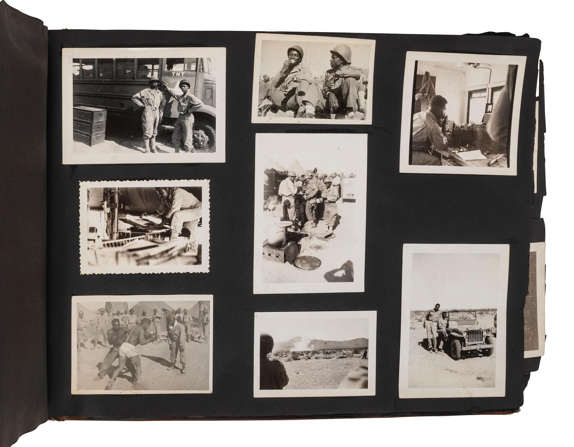[AFRICAN AMERICANA]. Photographic archive related to Sgt. Robert L. Blackburn, 93rd Signal Company, 93rd Infantry Division, of Cleveland, Ohio.