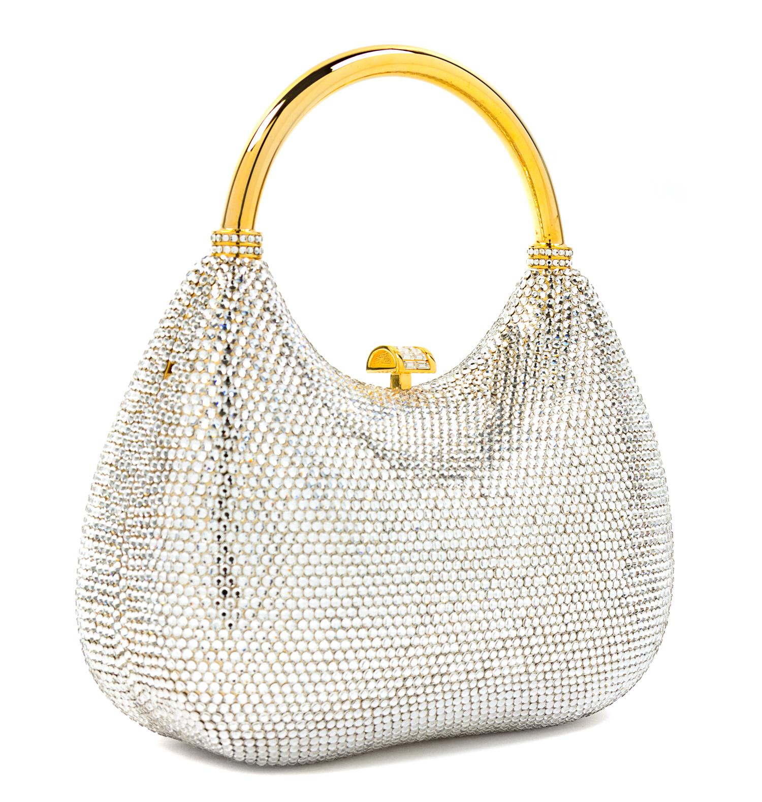 A Judith Leiber Clear Crystal Minaudiere, 6" x 4.5" x 2".