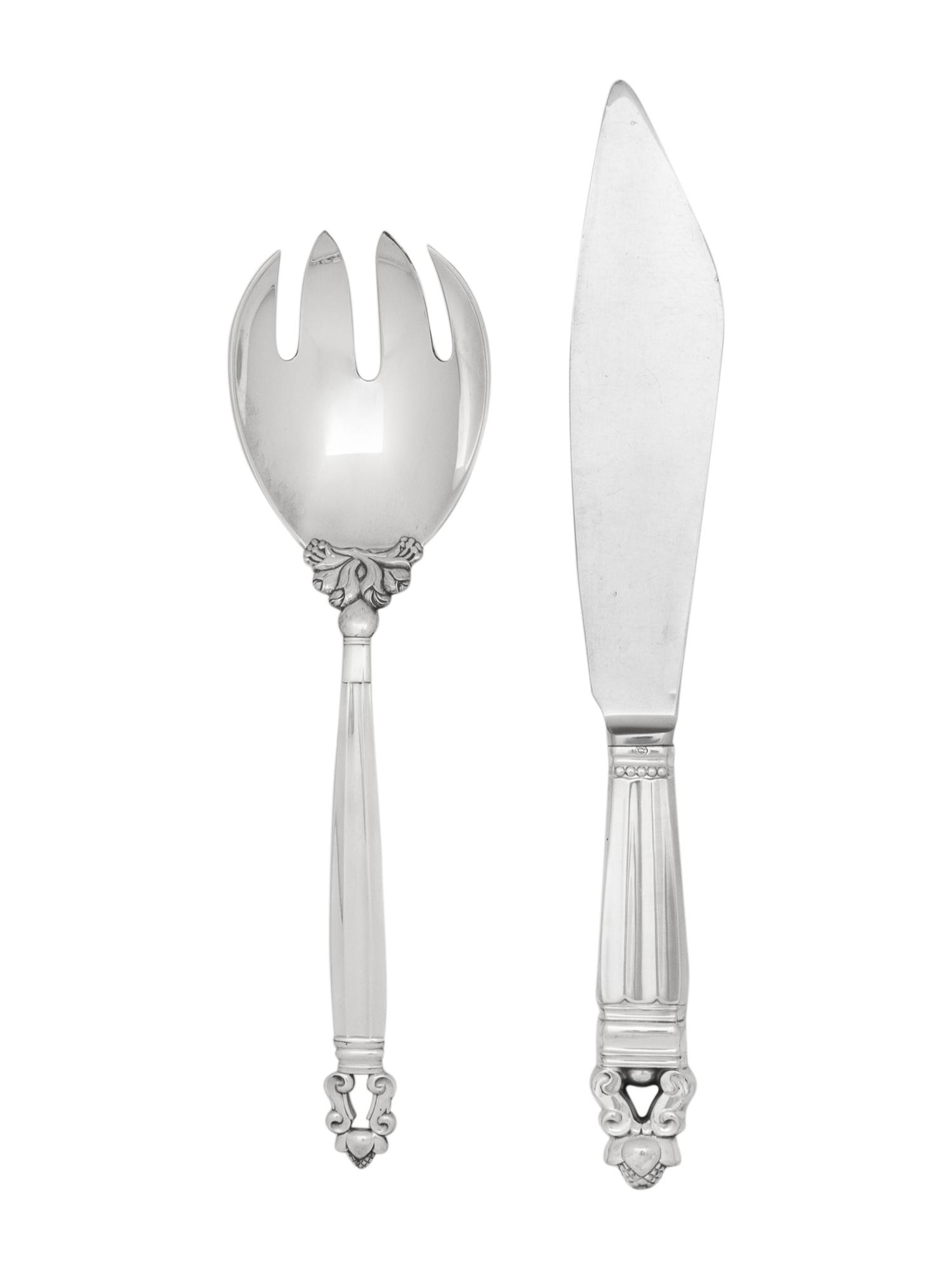 A Georg Jensen Cactus Silver Flatware Service
