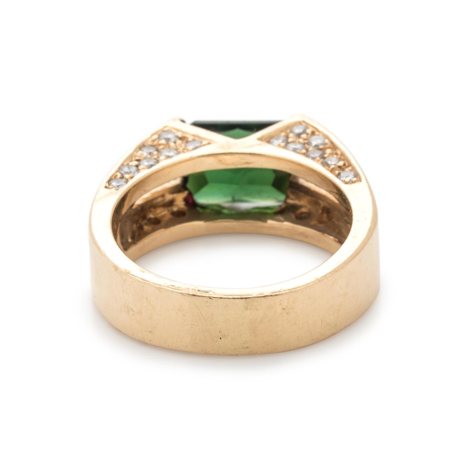 GREEN TOURMALINE AND DIAMOND RING