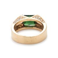GREEN TOURMALINE AND DIAMOND RING