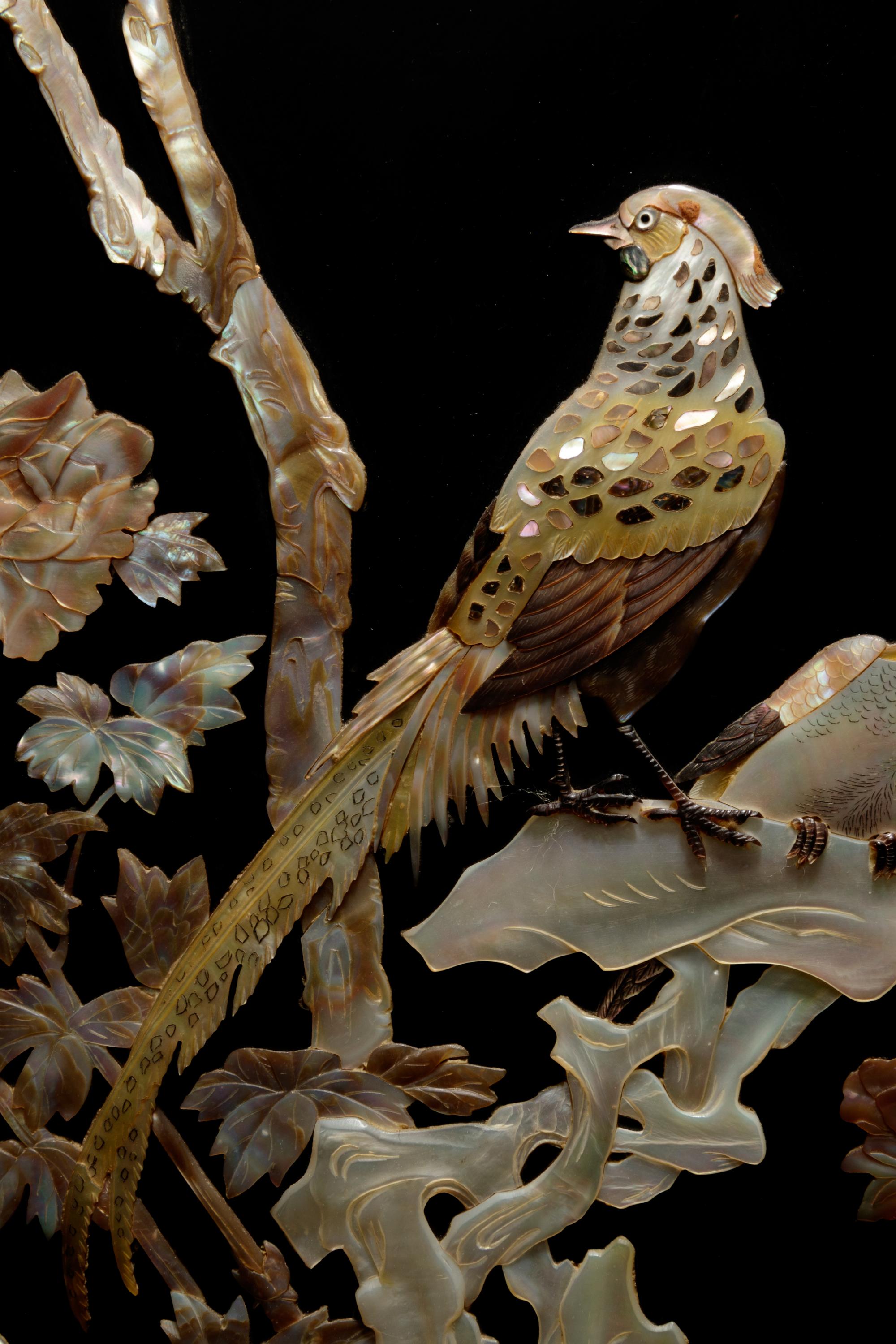 A Hardstone and Mother of Pearl Inlaid Table Screen