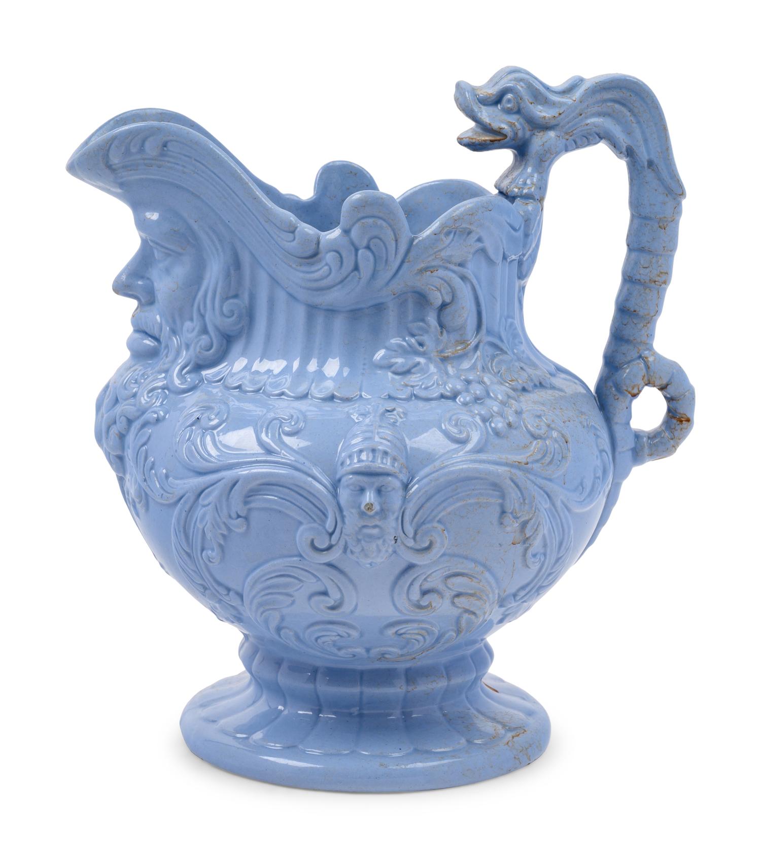 An English Blue-Glazed Stoneware Pitcher