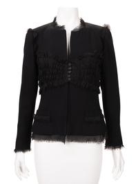 Chanel Wool Jacket with Ruched Chiffon, 1990-2000s
