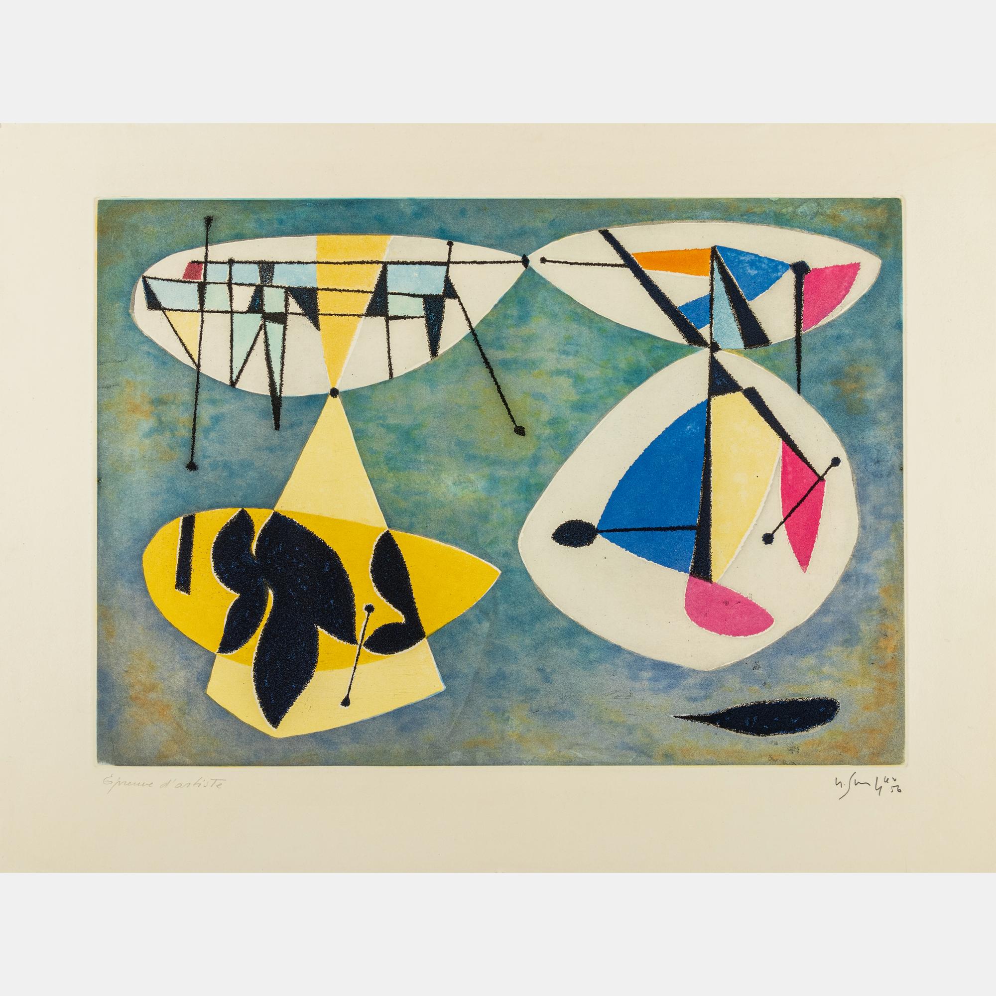 A Group of Four Prints ( Estacade, Plage et Baigneuse Fleur; Mer-Espace-Reflect ; Heure Meridienne ; and Jardin Marine )