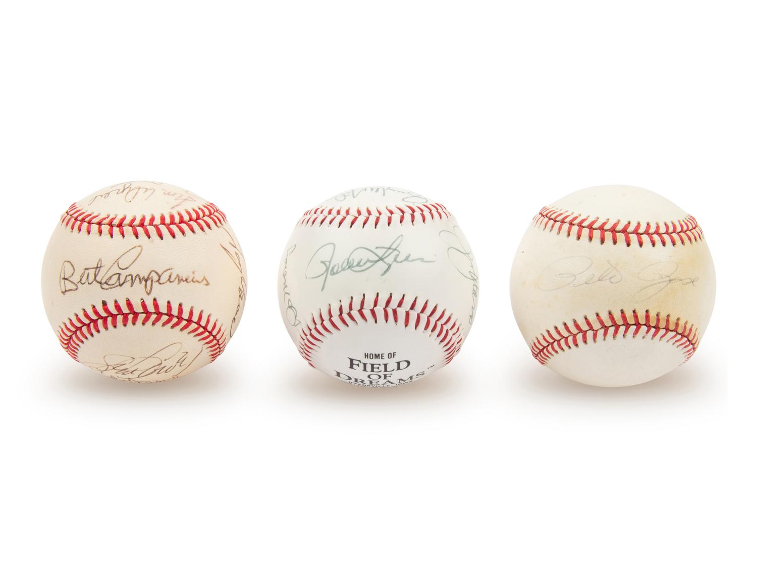 A Collection of Signed Autograph Baseballs Including Hall of Famers and Pete Rose