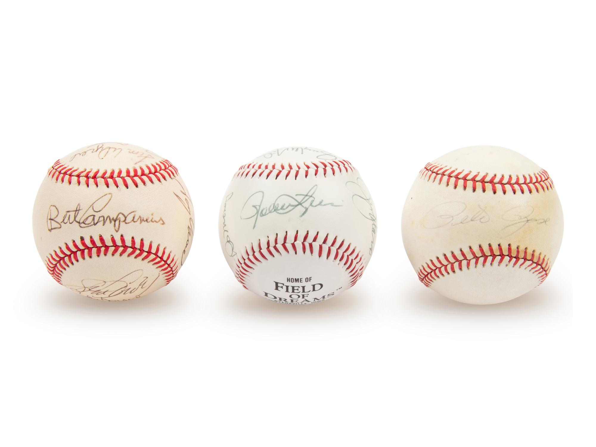 A Collection of Signed Autograph Baseballs Including Hall of Famers and Pete Rose