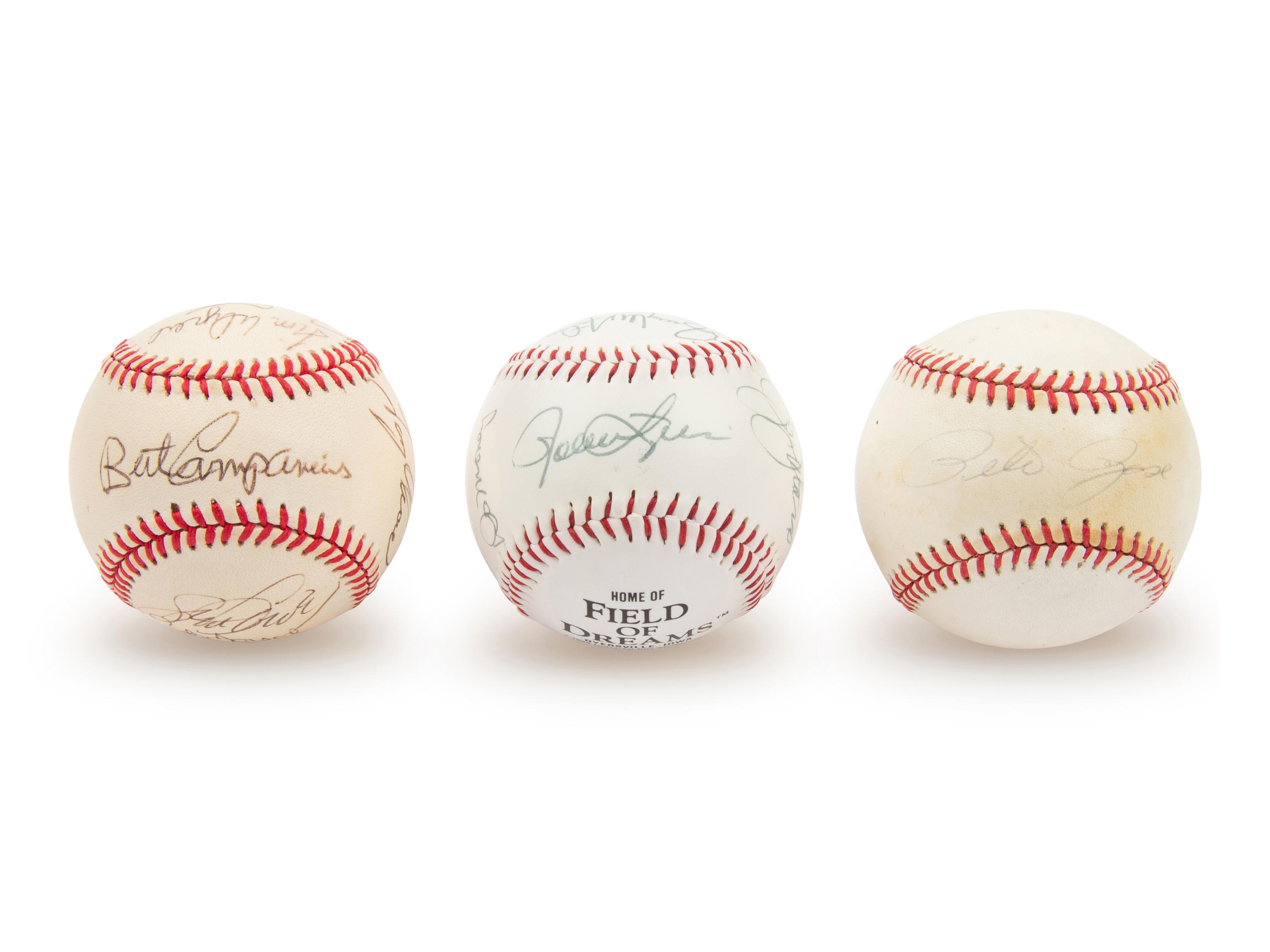 A Collection of Signed Autograph Baseballs Including Hall of Famers and Pete Rose