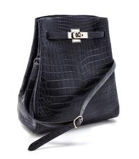 An Hermes 25cm Navy Niloticus Crocodile Kelly Sport Bag, 11 x 9 1/2 x 4 1/2 inches.