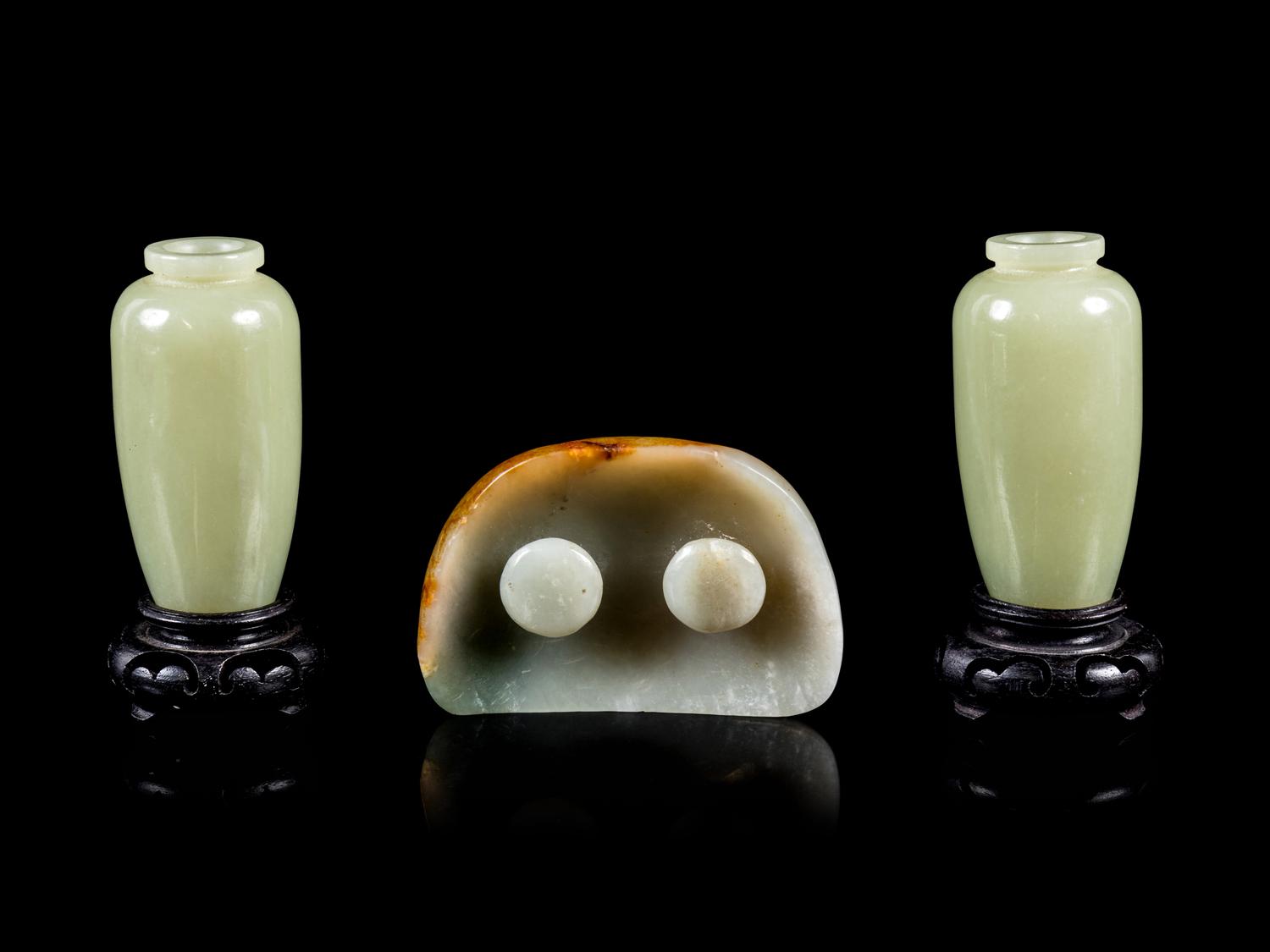 Three Chinese Jade and Hardstone Articles