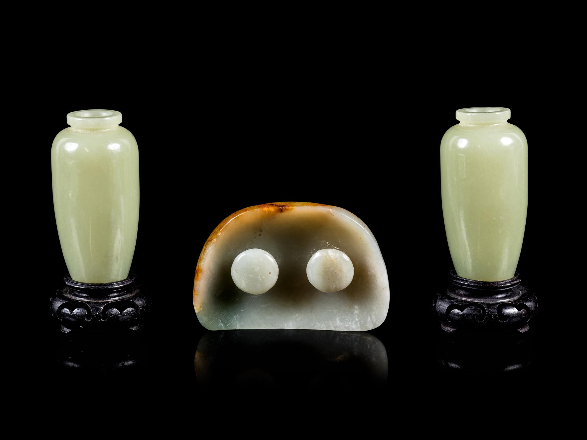 Three Chinese Jade and Hardstone Articles