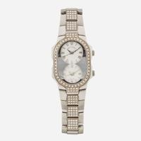 A Philip Stein Teslar Dual Time Zone Diamond Bracelet and Bezel Watch Philip Stein