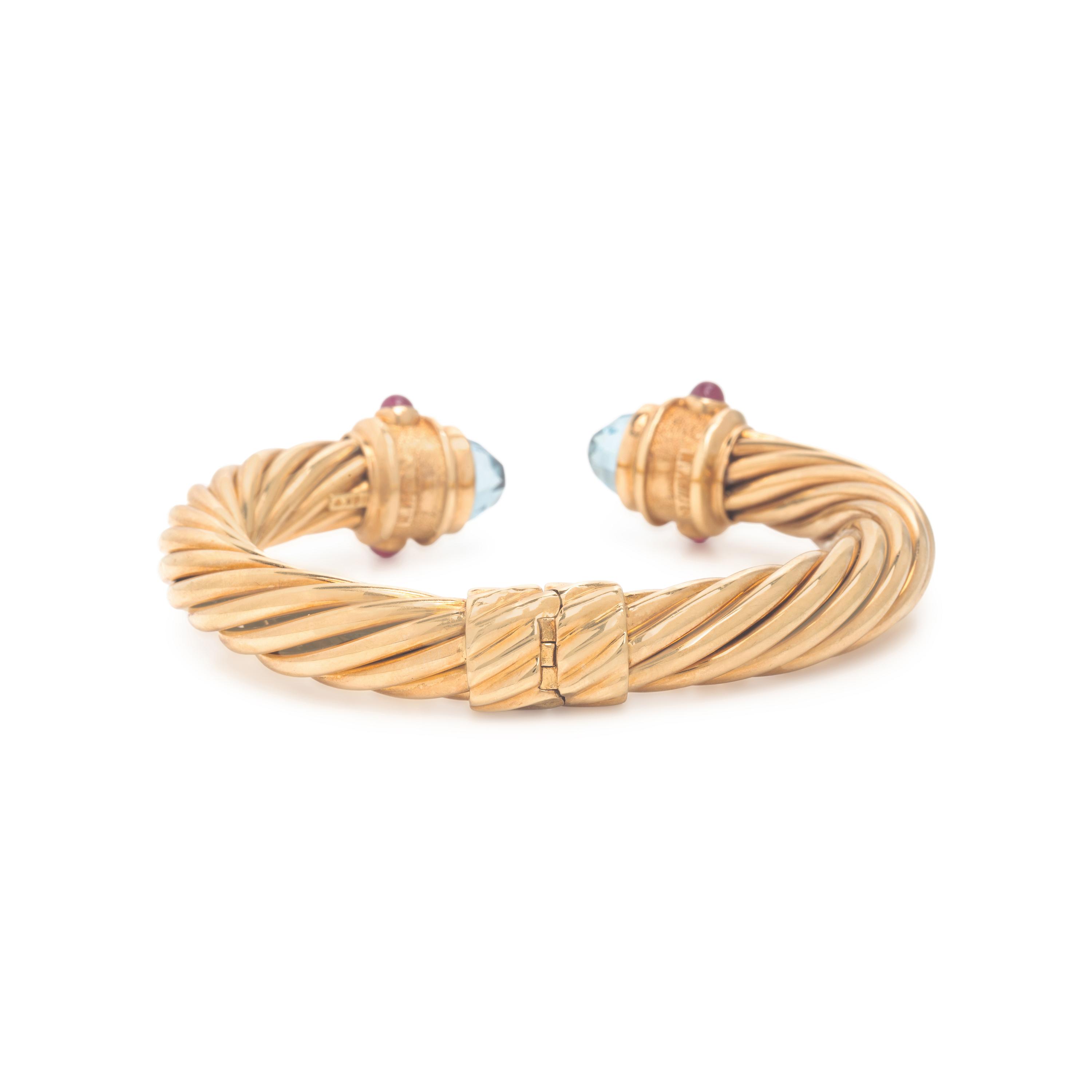 David Yurman, 'Renaissance Cablespira', Multigem and Yellow Gold Cuff Bracelet