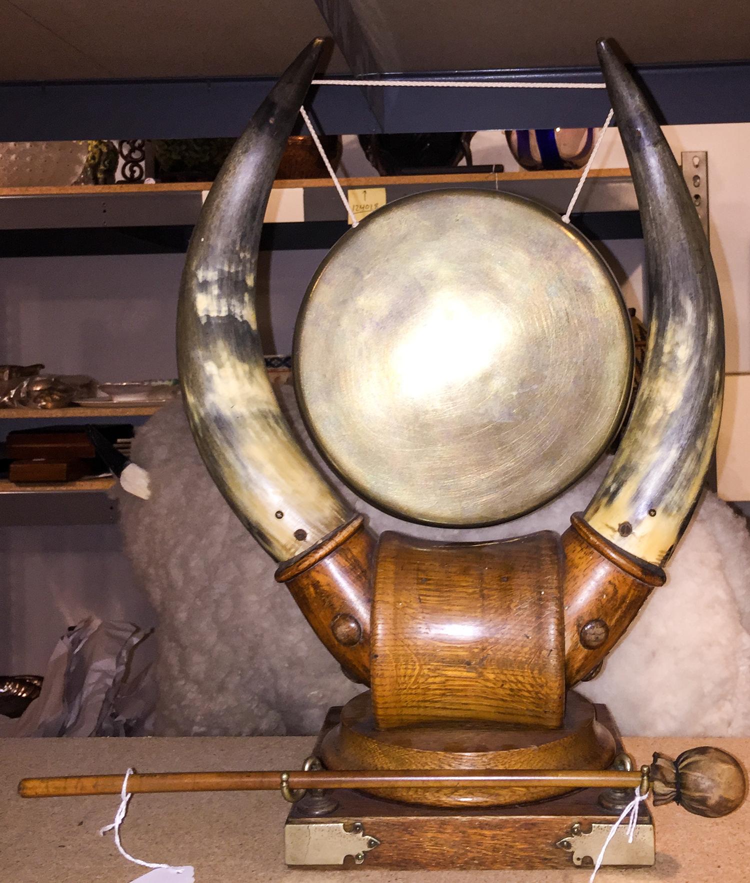 A Horned Gong. Height 17 inches (overall).