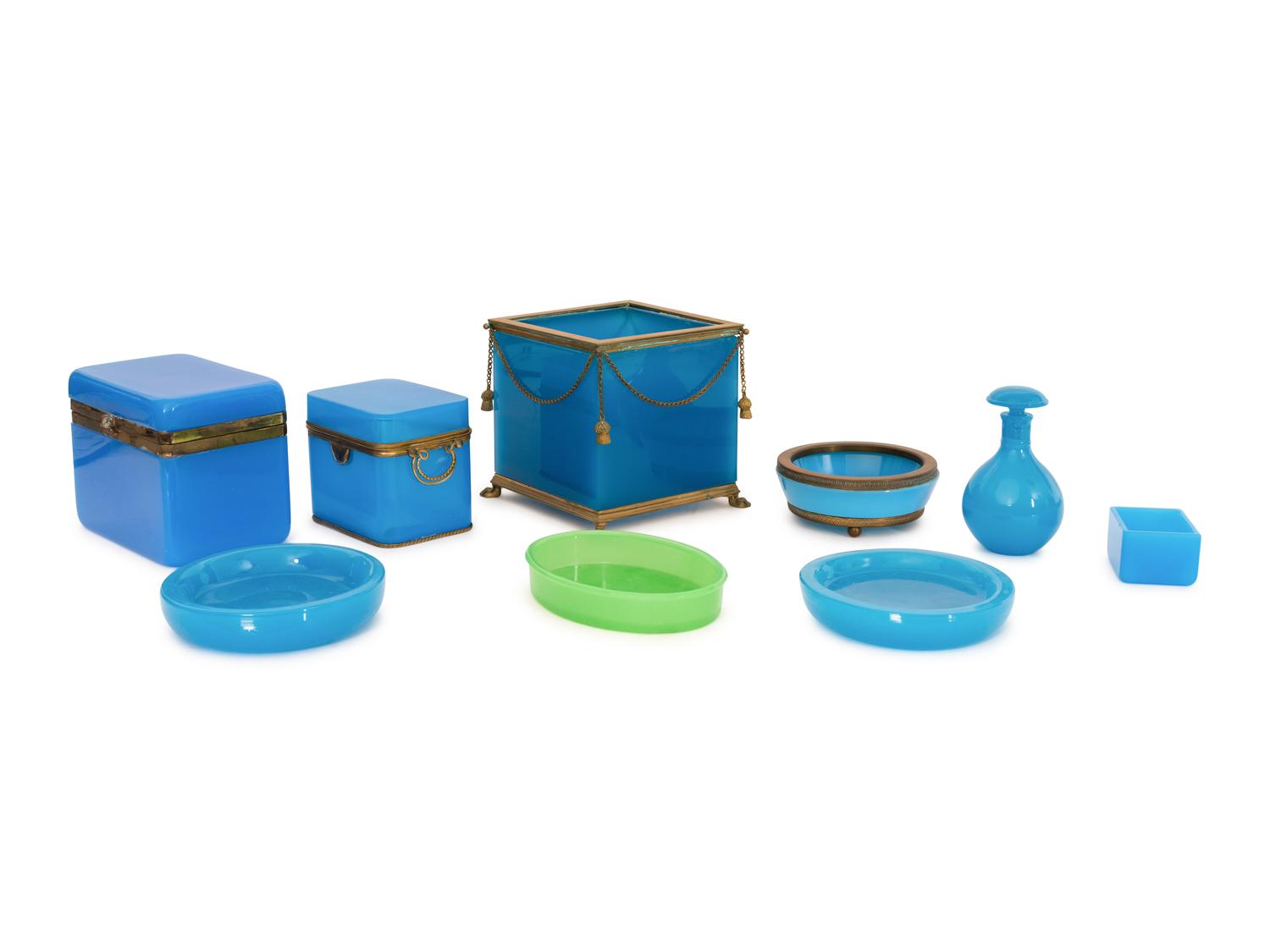 A Collection of French Opaline Glass Articles
