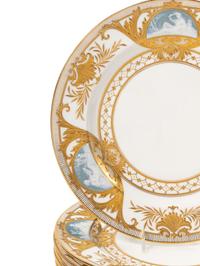 A Set of Six Mintons Pâte-sur-Pâte Porcelain Plates