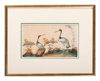 Seven Chinese Export Pith Paintings of Perched Birds and Flowers