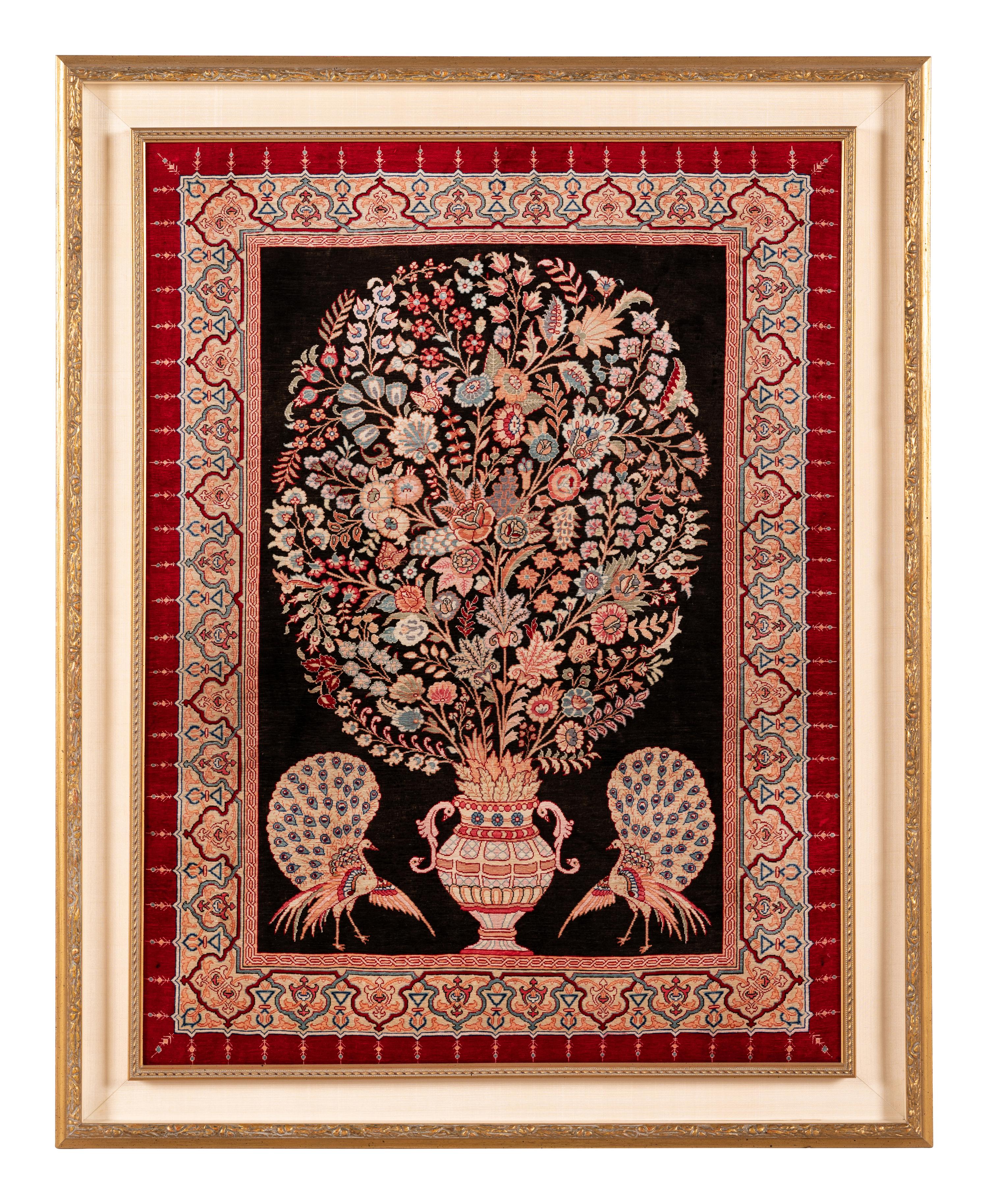 A Pair of Qum Silk and Wool Pictorial Rugs